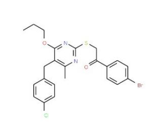 2-(4-Bromophenacylthio)-5-(4-chlorobenzyl)-6-methyl-4-propoxypyrimidine - chemical structure image