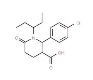 2-(4-Chlorophenyl)-1-(1-ethylpropyl)-6-oxo-3-piperidinecarboxylic acid - chemical structure image