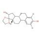 2,4-Dibromo-17,17-ethylenedioxy-1,3,5(10)-estratriene-3,16α-diol (CAS 90474-20-7) - chemical structure image