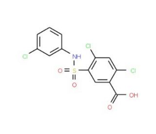 2,4-Dichloro-5-(3-chloro-phenylsulfamoyl)-benzoic acid (CAS 21525-21-3) - chemical structure image