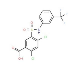 2,4-Dichloro-5-(3-trifluoromethyl-phenylsulfamoyl)-benzoic acid (CAS 21525-24-6) - chemical structure image