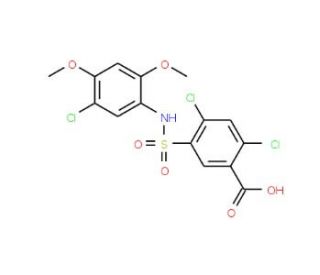 2,4-Dichloro-5-(5-chloro-2,4-dimethoxy-phenylsulfamoyl)-benzoic acid - chemical structure image