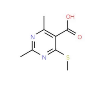 2,4-dimethyl-6-(methylthio)pyrimidine-5-carboxylic acid - chemical structure image