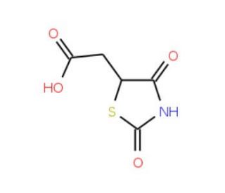 (2,4-dioxo-1,3-thiazolidin-5-yl)acetic acid (CAS 875-97-8) - chemical structure image