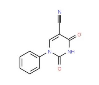 2,4-Dioxo-1-phenyl-1,2,3,4-tetrahydro-5-pyrimidinecarbonitrile (CAS 6275-84-9) - chemical structure image