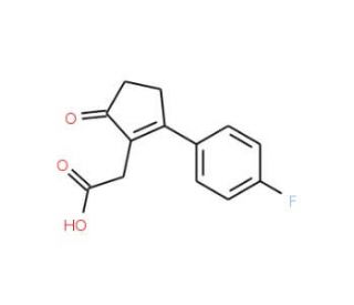 [2-(4-Fluoro-phenyl)-5-oxo-cyclopent-1-enyl]-acetic acid - chemical structure image