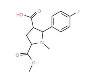 2-(4-Fluorophenyl)-5-(methoxycarbonyl)-1-methyl-3-pyrrolidinecarboxylic acid - chemical structure image