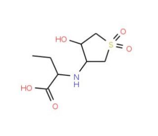 2-(4-Hydroxy-1,1-dioxo-tetrahydro-1lambda*6*-thiophen-3-ylamino)-butyric acid - chemical structure image