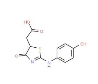 [2-(4-Hydroxy-phenylimino)-4-oxo-thiazolidin-5-yl]-acetic acid - chemical structure image