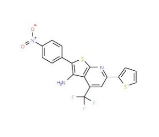 2-(4-Nitrophenyl)-6-thiophen-2-yl-4-trifluoromethyl-thieno[2,3-b]pyridin-3-ylamine - chemical structure image