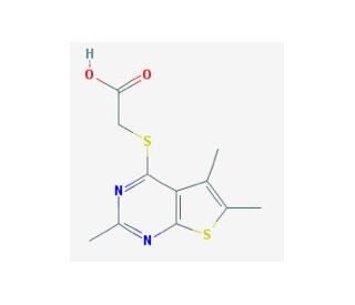 [(2,5,6-trimethylthieno[2,3-d]pyrimidin-4-yl)thio]acetic acid (CAS 626205-90-1) - chemical structure image