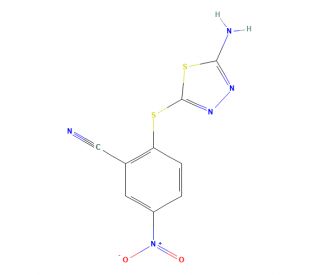 2-[(5-Amino-1,3,4-thiadiazol-2-yl)thio]-5-nitrobenzonitrile (CAS 175135-68-9) - chemical structure image