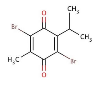 2,5-Dibromo-6-isopropyl-3-methyl-1,4-benzoquinone (CAS 29096-93-3) - chemical structure image