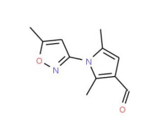 2,5-dimethyl-1-(5-methylisoxazol-3-yl)-1H-pyrrole-3-carbaldehyde - chemical structure image