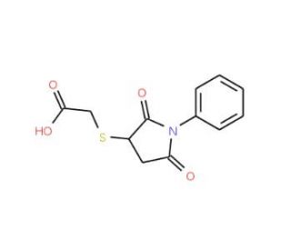 [(2,5-dioxo-1-phenylpyrrolidin-3-yl)thio]acetic acid (CAS 60788-02-5) - chemical structure image