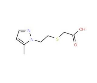 [2-(5-Methyl-pyrazol-1-yl)-ethylsulfanyl]-acetic acid (CAS 436088-32-3) - chemical structure image