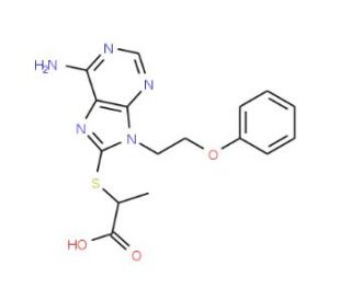 2-{[6-Amino-9-(2-phenoxyethyl)-9H-purin-8-yl]-thio}propanoic acid - chemical structure image