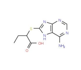 2-(6-Amino-9H-purin-8-ylsulfanyl)-butyric acid (CAS 436086-77-0) - chemical structure image