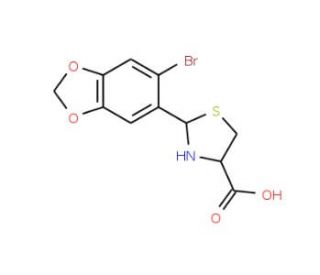 2-(6-Bromo-1,3-benzodioxol-5-yl)-1,3-thiazolidine-4-carboxylic acid - chemical structure image