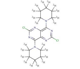 2,6-Dichloro-4,8-(dipiperidino-d20)-pyrimido[5,4-d]pyrimidine (CAS 1189450-21-2) - chemical structure image