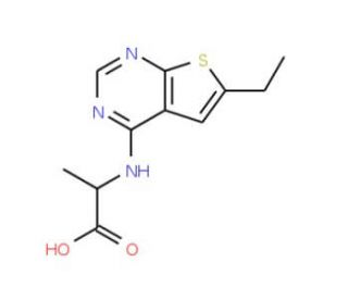 2-(6-Ethyl-thieno[2,3-d]pyrimidin-4-ylamino)-propionic acid - chemical structure image