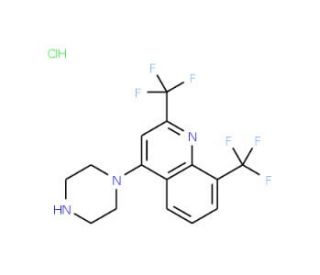 2,8-Bis(trifluoromethyl)-4-(piperazin-1-yl)quinoline hydrochloride (CAS 1170789-64-6) - chemical structure image
