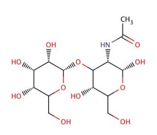 2-Acetamido-2-deoxy-3-O-(&beta;-D-galactopyranosyl)-D-galactose (CAS 3554-90-3) - chemical structure image