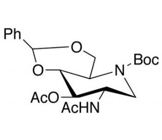 2-Acetamido-3-O-acetyl-4,6-O-benzylidene-N-tBoc-1,2,5-trideoxy-1,5-imino-D-glucitol - chemical structure image