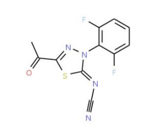 2-Acetyl-5-cyanimino-4-(2,6-difluorophenyl)-4,5-dihydro-1,3,4-thiadiazole - chemical structure image