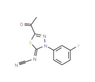 2-Acetyl-5-cyanimino-4,5-dihydro-4-(3-fluorophenyl)-1,3,4-thiadiazole - chemical structure image