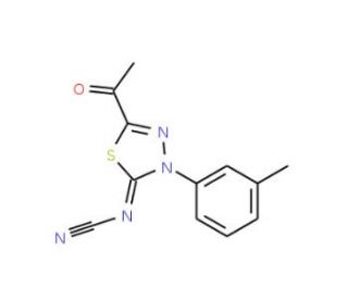 2-Acetyl-5-cyanimino-4,5-dihydro-4-(3-methylphenyl)-1,3,4-thiadiazole - chemical structure image