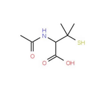 2-(acetylamino)-3-mercapto-3-methylbutanoic acid (CAS 59-53-0) - chemical structure image