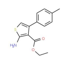 2-Amino-3-(ethoxycarbonyl)-4-(4-methylphenyl)thiophene (CAS 15854-08-7) - chemical structure image