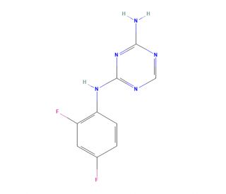 2-Amino-4-(2,4-difluorophenylamino)-1,3,5-triazine (CAS 66088-46-8) - chemical structure image