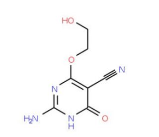 2-Amino-4-(2-hydroxyethoxy)-6-oxo-1,6-dihydro-5-pyrimidinecarbonitrile (CAS 126865-37-0) - chemical structure image