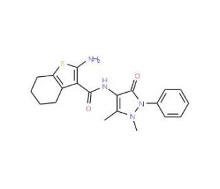 2-Amino-4,5,6,7-tetrahydro-benzo[b]thiophene-3-carboxylic acid (1,5-dimethyl-3-oxo-2-phenyl-2,3-dihydro-1H-pyrazol-4-yl)-amid