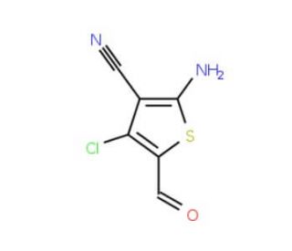 2-Amino-4-chloro-5-formyl-3-thiophenecarbonitrile (CAS 104366-23-6) - chemical structure image