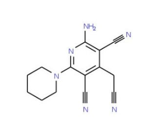 2-amino-4-(cyanomethyl)-6-piperidin-1-ylpyridine-3,5-dicarbonitrile - chemical structure image