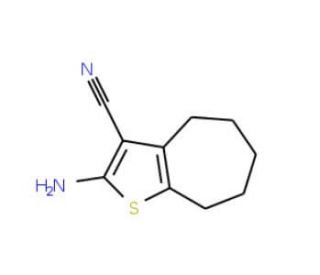 2-Amino-5,6,7,8-tetrahydro-4H-cyclohepta[b]thiophene-3-carbonitrile (CAS 23917-22-8) - chemical structure image