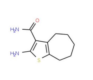 2-Amino-5,6,7,8-tetrahydro-4H-cyclohepta[b]thiophene-3-carboxylic acid amide (CAS 40106-12-5) - chemical structure image