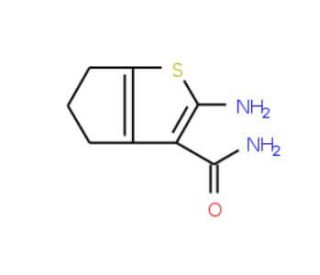 2-Amino-5,6-dihydro-4H-cyclopenta[b]thiophene-3-carboxylic acid amide (CAS 77651-38-8) - chemical structure image