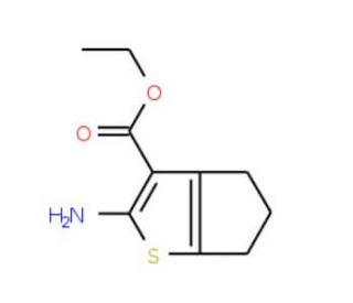 2-Amino-5,6-dihydro-4H-cyclopenta[b]thiophene-3-carboxylic acid ethyl ester (CAS 4815-29-6) - chemical structure image