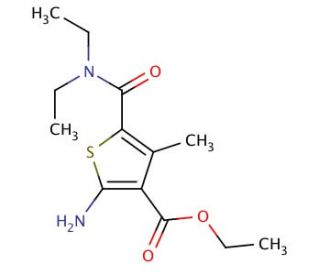 2-Amino-5-diethylcarbamoyl-4-methyl-thiophene-3-carboxylic acid ethyl ester (CAS 329082-04-4) - chemical structure image
