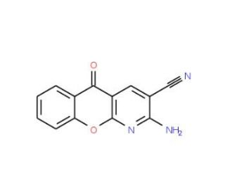 2-Amino-5-oxo-5H-(1) benzopyrano-(2,3-b)-pyridine-3-carbonitrile (CAS 61424-81-5) - chemical structure image