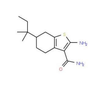 2-Amino-6-(1,1-dimethylpropyl)-4,5,6,7-tetrahydro-1-benzothiophene-3-carboxamide - chemical structure image