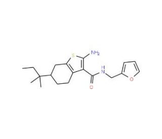 2-Amino-6-(1,1-dimethylpropyl)-N-(2-furylmethyl)-4,5,6,7-tetrahydro-1-benzothiophene-3-carboxamide - chemical structure image