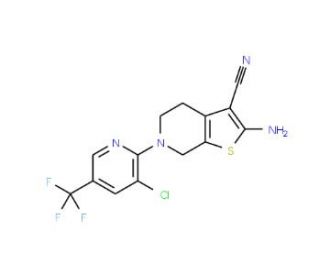 2-Amino-6-[3-chloro-5-(trifluoromethyl)-2-pyridinyl]-4,5,6,7-tetrahydrothieno[2,3-c]pyridine-3-carbo - chemical structure ima