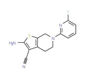 2-Amino-6-(6-fluoro-2-pyridinyl)-4,5,6,7-tetrahydrothieno[2,3-c]pyridine-3-carbonitrile - chemical structure image