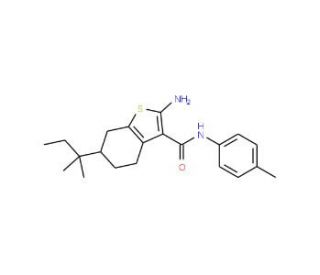 2-Amino-6-tert-pentyl-N-p-tolyl-4,5,6,7-tetrahydrobenzo[b]thiophene-3-carboxamide - chemical structure image