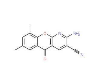 2-Amino-7,9-dimethyl-5-oxo-5H-[1]benzopyrano[2,3-b]pyridine-3-carbonitrile (CAS 206658-82-4) - chemical structure image